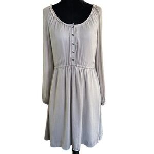 J Crew 100% Silk Gray Long Sleeve Size 2 Dress With Pockets Retails $168